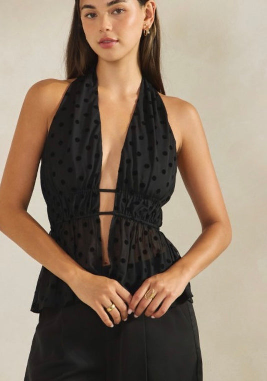 Noir Dots Halter